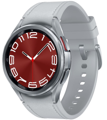 сертифицированный Часы Samsung Galaxy Watch 6 Classic 43мм 1.3" AMOLED корп.сереб. рем.серебристый