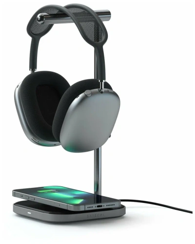 сертифицированный Подставка Satechi 2 in 1 Headphone Stand with Wireless Charger для наушников,алюминий серый космос