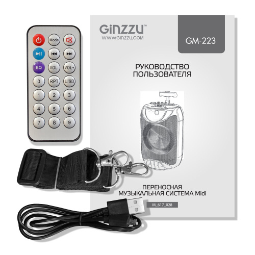 сертифицированный Акустическая система Ginzzu GM-223 Midi (TWS/ BT/ USB/ TF/ FM/ ДУ) фото 2