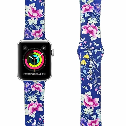 сертифицированный Ремешок для Apple Watch Band 38/40mm Lyambda Alya силиконовый цветы (40-18)