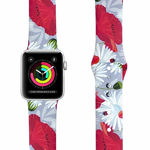 сертифицированный Ремешок для Apple Watch Band 38/40mm Lyambda Alya силиконовый цветы (40-12)