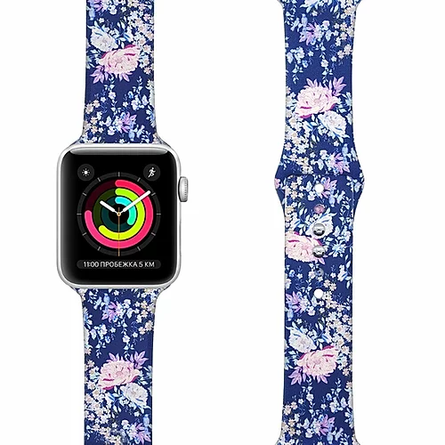 сертифицированный Ремешок для Apple Watch Band 38/40mm Lyambda Alya силиконовый цветы (40-19)
