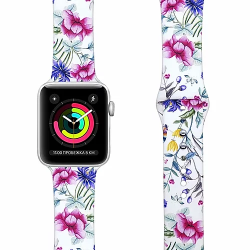 сертифицированный Ремешок для Apple Watch Band 38/40mm Lyambda Alya силиконовый цветы (40-4)