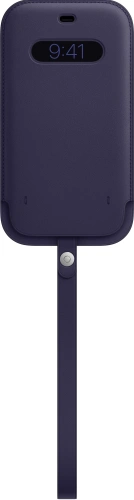 сертифицированный Чехол-карман для iPhone 12 Pro Max Leather Sleeve with MagSafe Deep Violet