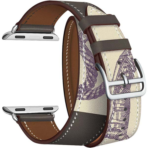 сертифицированный Ремешок для Apple Watch Band 38/40mm Lyambda Meridiana Ремешок кожанный серо-бежевая LWA-01-40-GRP