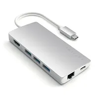 продажа Хаб Satechi Aluminum Multi-Port V2 3×USB-C 3.0 1×4K HDMI, 1×Ethernet RJ-45, SD/micro-SD серебряный