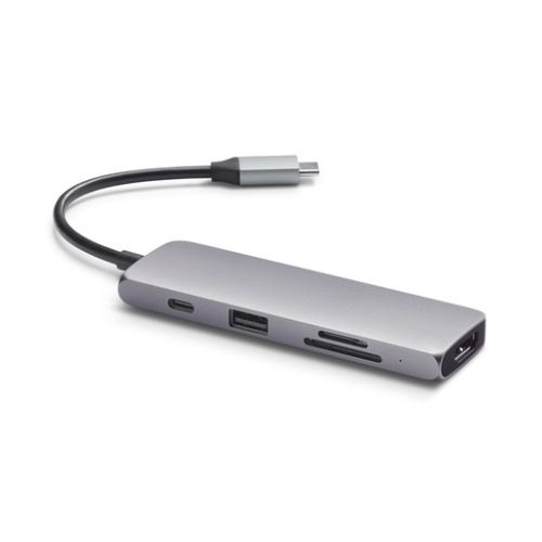 сертифицированный Хаб Satechi Multiport Pro для Macbook с портом USB-C  1 x USB 3.0/SD/microSD x USB-C серый космос