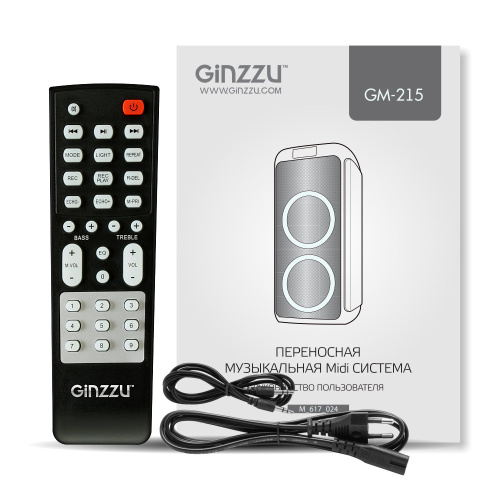 сертифицированный Акустическая система Ginzzu GM-215 Midi (TWS/ BT/ USB/ TF/ FM/ ДУ) фото 2