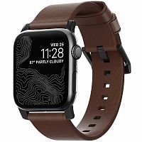 продажа Ремешок для Apple Watch Band 44/42mm Nomad Modern Strap кожанный темно-коричневый (застежка черная)