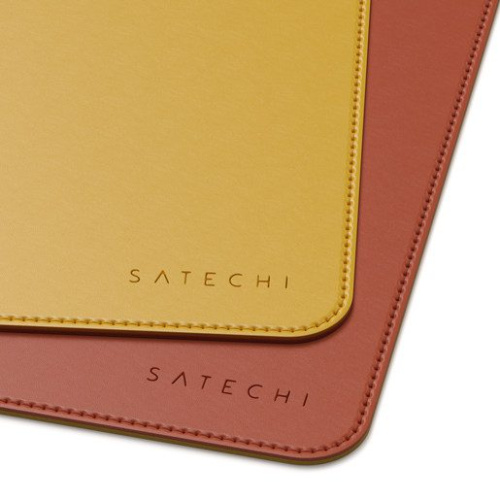 сертифицированный Коврик Satechi Dual Side ECO-Leather Deskmate Желтый/оранжевый фото 2