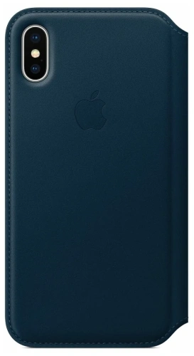 сертифицированный Чехол Apple iPhone X Leather Folio Cosmos Blue (синий)