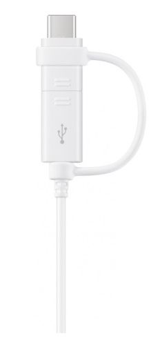 сертифицированный Кабель SAMSUNG DG930 2 в 1 USB Type-C+micro USB 1.5m белый фото 2