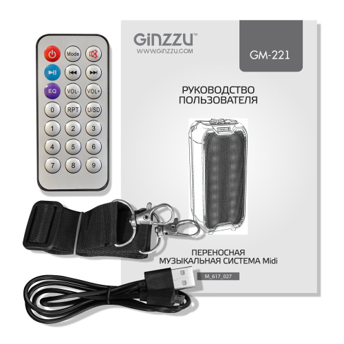 сертифицированный Акустическая система Ginzzu GM-221 Midi (TWS/ BT/ USB/ TF/ FM/ ДУ) фото 3