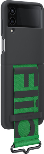 сертифицированный Накладка Samsung Z Flip4 Silicone Cover with Strap черная фото 4
