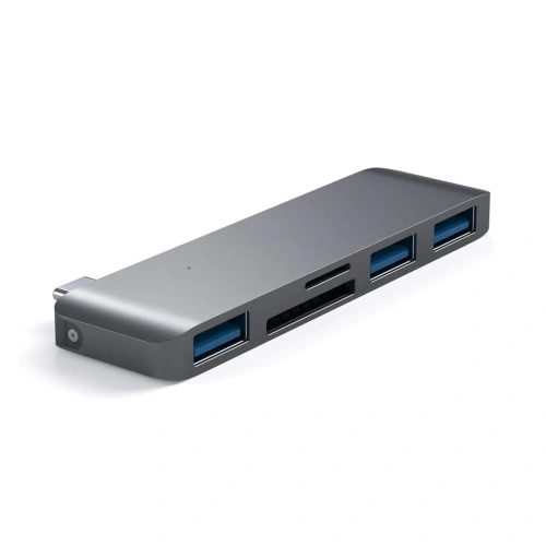 сертифицированный Хаб Satechi Type-C USB Hub для Macbook с портом USB-C 3 x USB 3.0/SD/ microSD серый фото 3