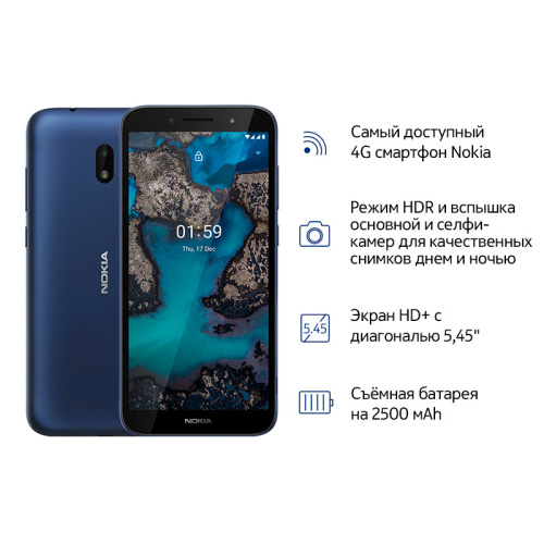 сертифицированный Nokia С1 Plus DS 16GB Синий фото 4