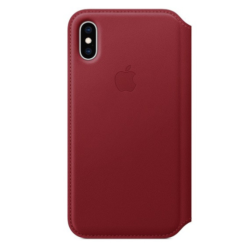 сертифицированный Чехол Apple iPhone X Leather Folio Red (красный) фото 2