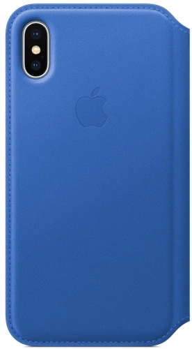 сертифицированный Чехол Apple iPhone X Leather Folio Electric Blue (синий) фото 2