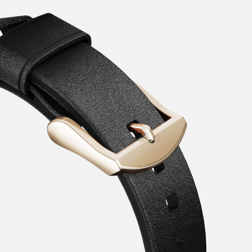 сертифицированный Ремешок для Apple Watch Band 40/38mm Nomad Modern Strap Slim кожанный черный (застежка золото) фото 2