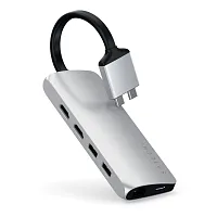 продажа Хаб Satechi Type-C Dual Multimedia Adapter для Macbook с двумя портами USB-C серебряный