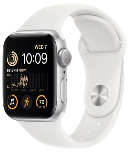 сертифицированный Apple Watch Series SE GPS 40mm Case Silver Aluminium Sport Band White
