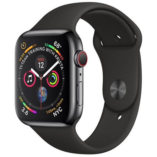 сертифицированный Apple Watch Series 4 40mm Case Space Grey Aluminium Sport Band Black