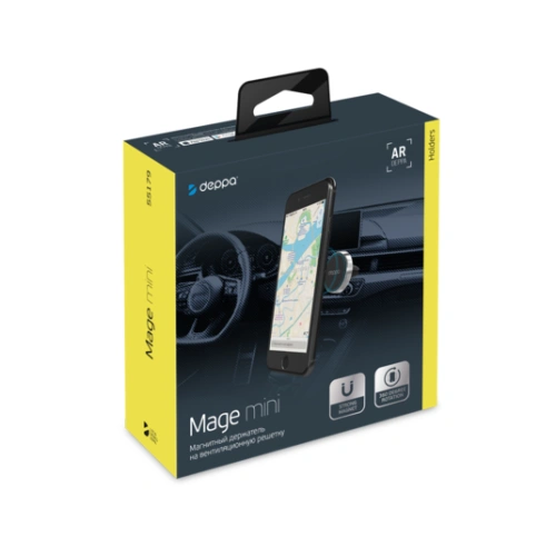 сертифицированный Автомобильный держатель Mage Mini для смартфонов магнитный, серебристый, Deppa фото 2