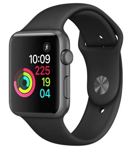 сертифицированный Apple Watch Series 1 42mm Case Space Grey Aluminium Sport Band Black
