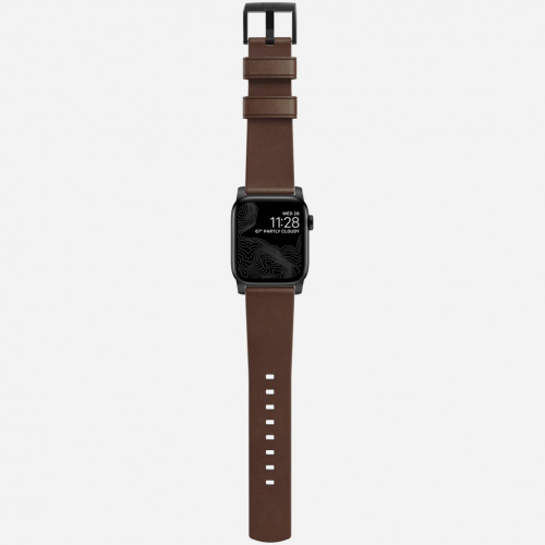 сертифицированный Ремешок для Apple Watch Band 40/38mm Nomad Modern Strap кожанный темно-коричневый (застежка черная) фото 2
