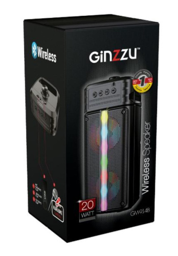 сертифицированный Колонка Ginzzu GM-914B (20W/TWS/1800mAh/FM/USB/RGB) фото 4